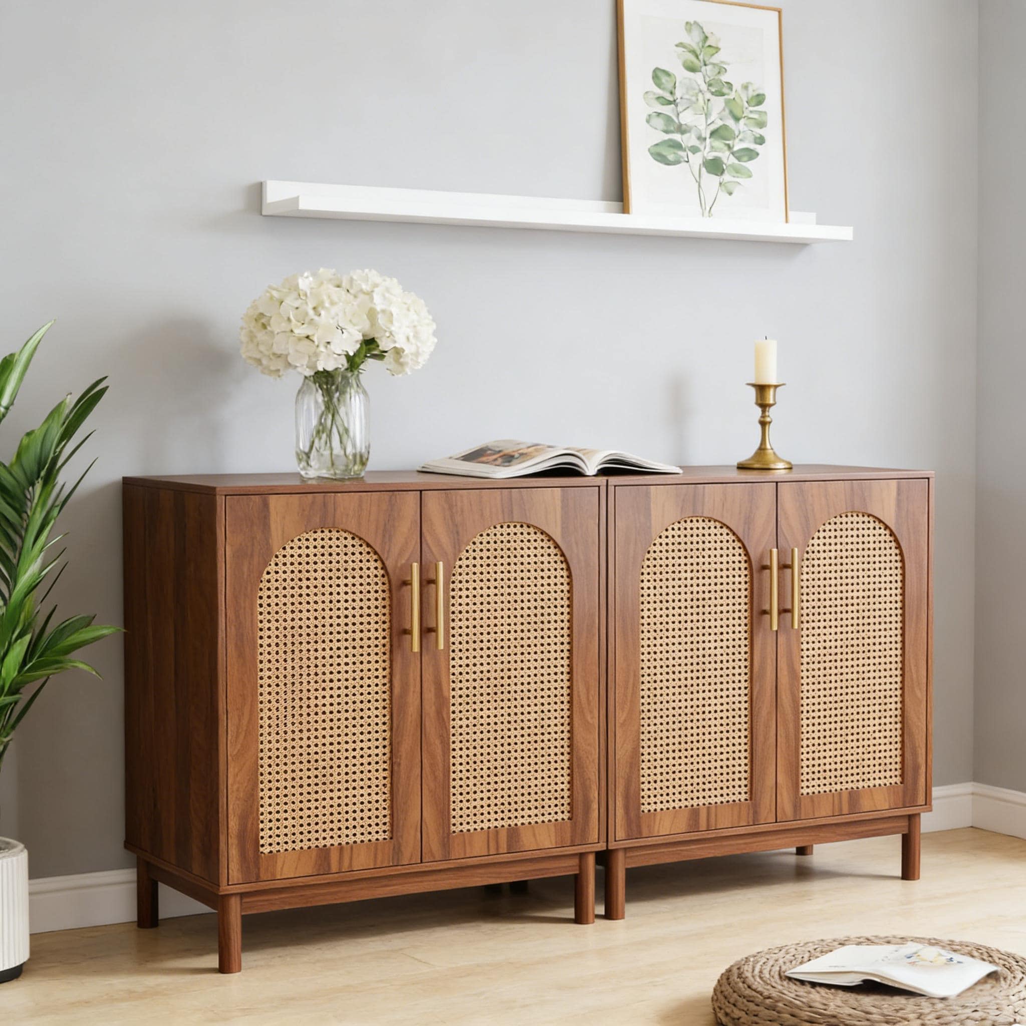 Light Brown Sideboard Buffet Cabinet For Living Room Storage Cabinet Accent Cabinet Base Cabinet Toy Cabinet