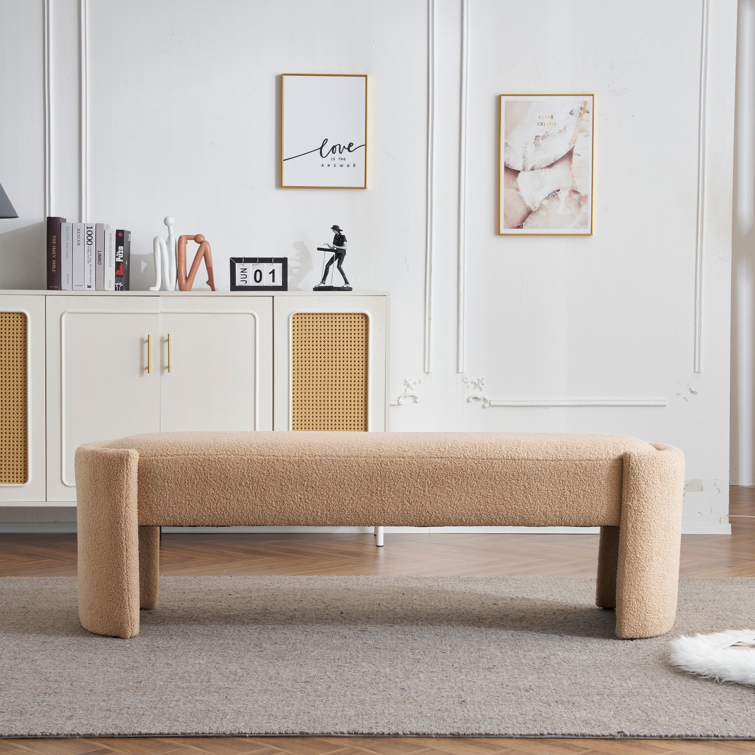 Light Camel Ottoman Bench Hallway Bench Lounge Bench Window Bench Vanity Bench Dining Bench Leisure Bench