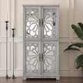 Light Gray Display Cabinet Side Cabinet Storage Cabinet With Adjustable Shelves Sideboard Dresser Accent Cabinet