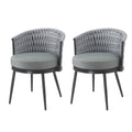 Light Gray Outdoor Dining Chairs Padded Chairs Set Of 2 With Metal Frame Patio Chair Armchairs Leisure Chairs