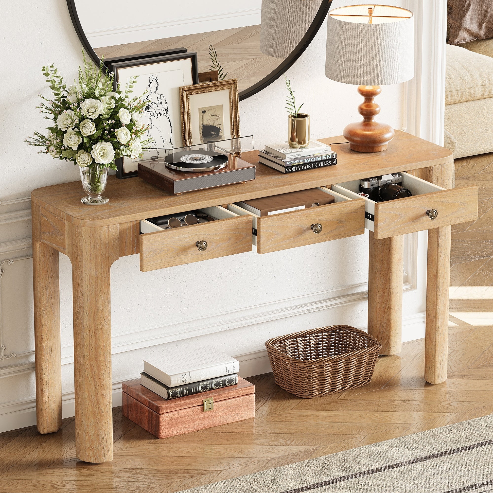 Light Oak Sofa Table Hallway Table With Drawers Entryway Table Side Table Console Table For Bedroom