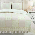 Light Peach Floral Patchwork Quilt Set