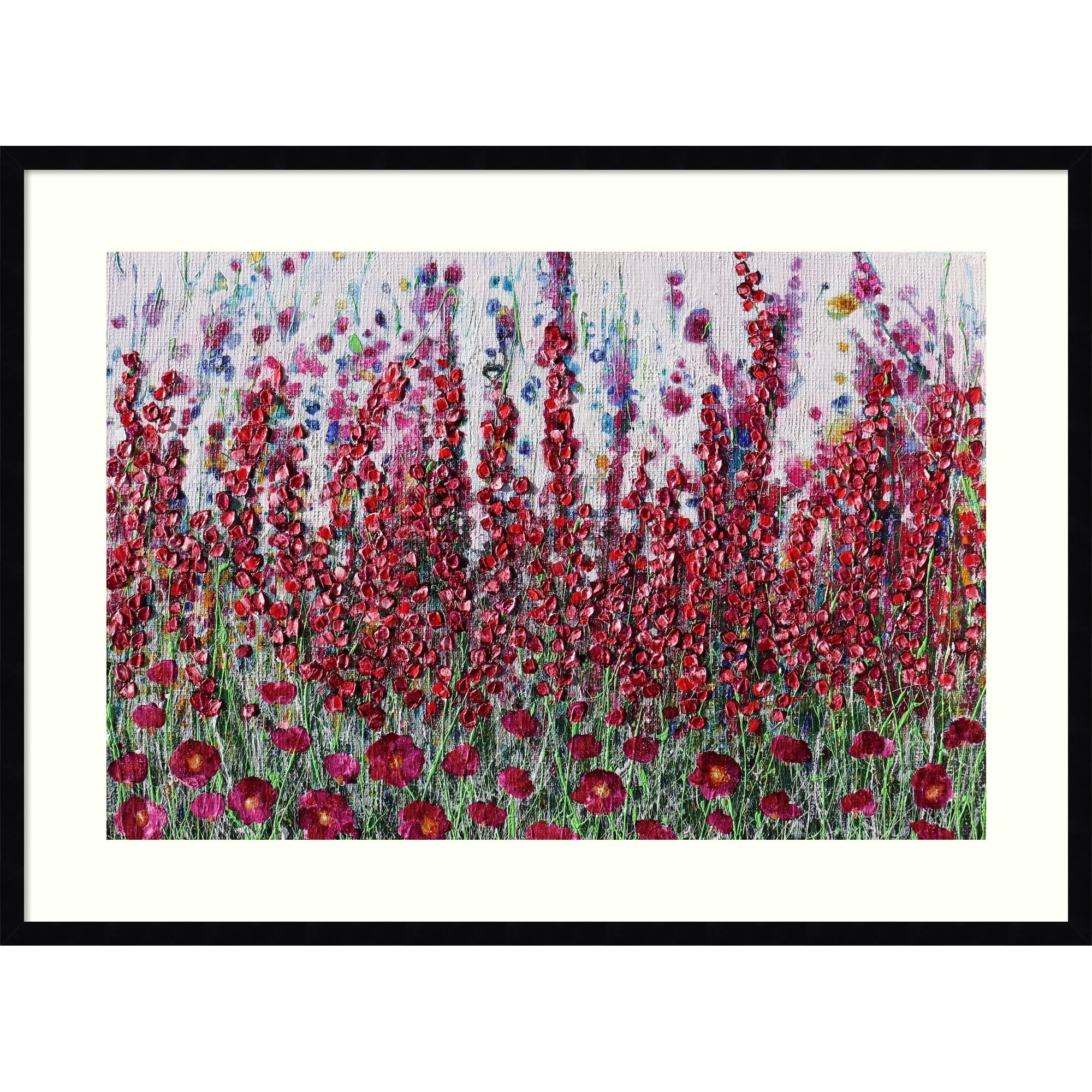 Light Pink Garden By Donatella Marraoni Wood Framed Wall Art Print Svelte Noir Black