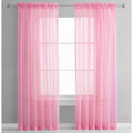 Light Pink Sheer Window Rod Pocket Curtain Set 90 Inches Long 2 Panels