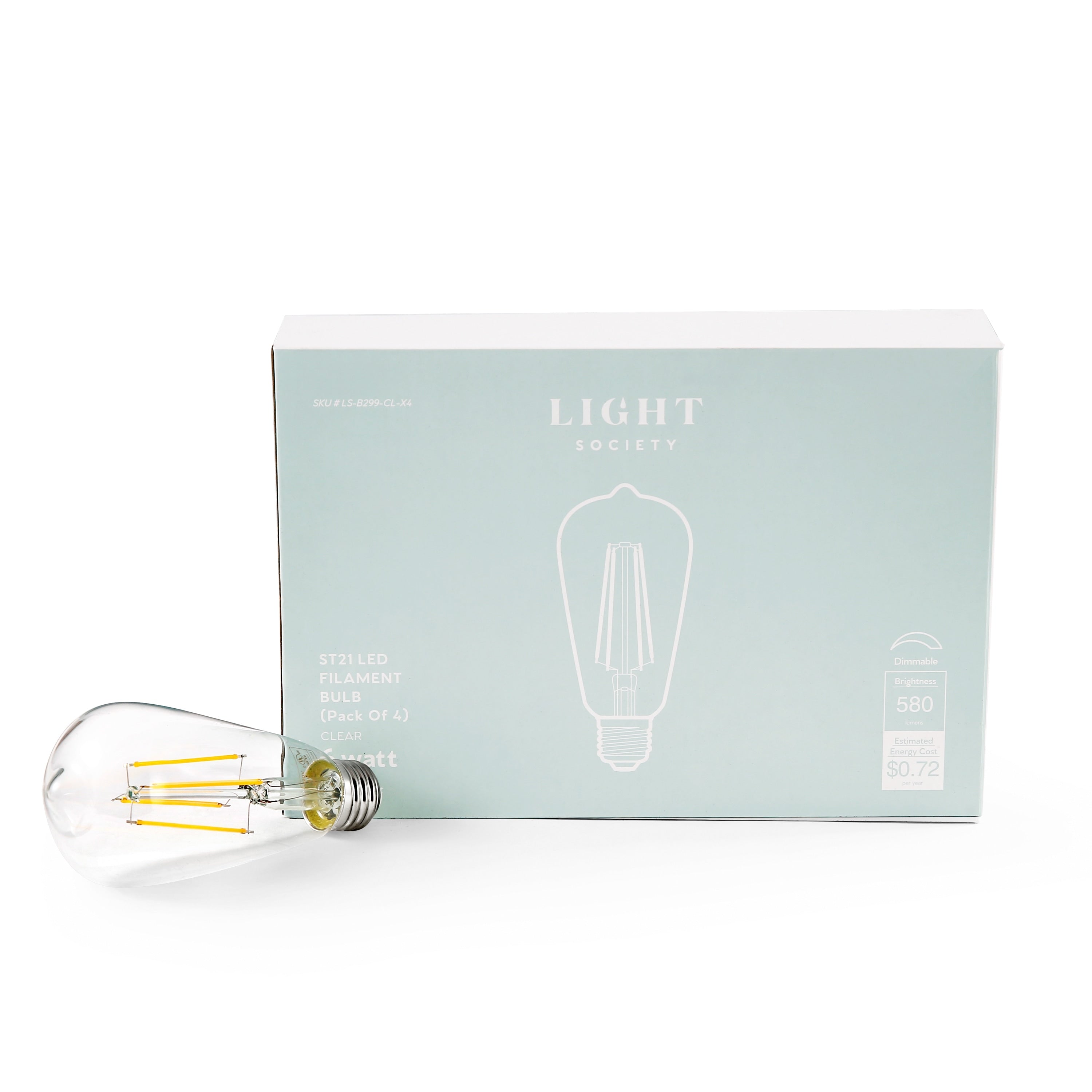 Light Society Aquella St21 Shape Led Filament Light Bulb Set Of 4
