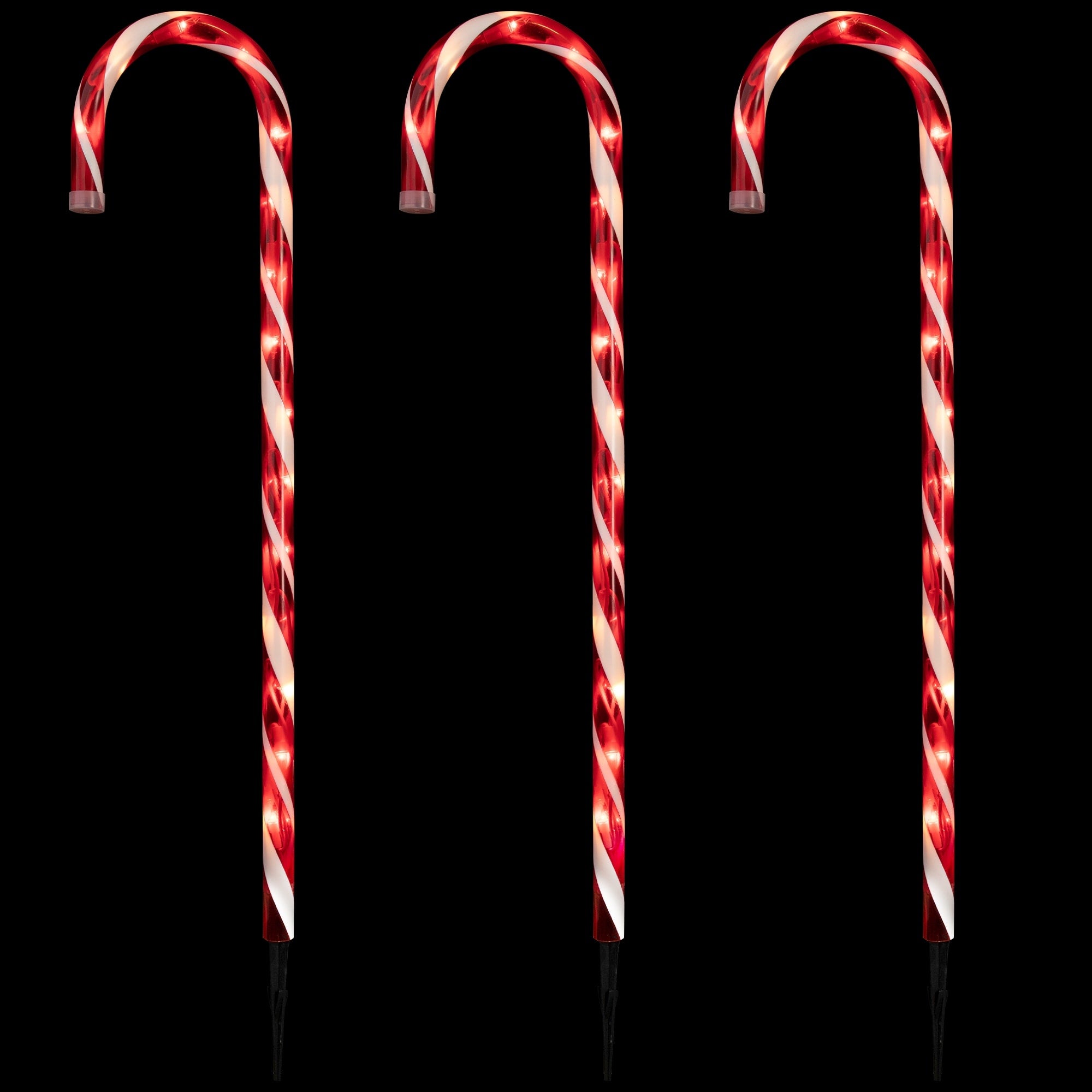 Set Of 3 Lighted Candy Cane Christmas Outdoor Decorations 28