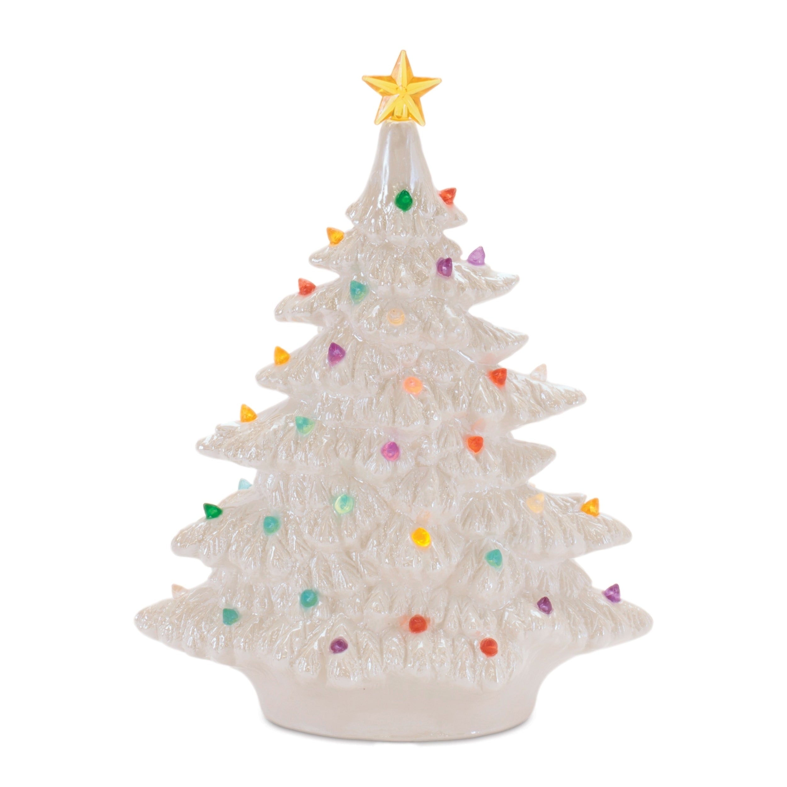 Lighted Ceramic Christmas Tree With Multicolor Bulbs 11 H