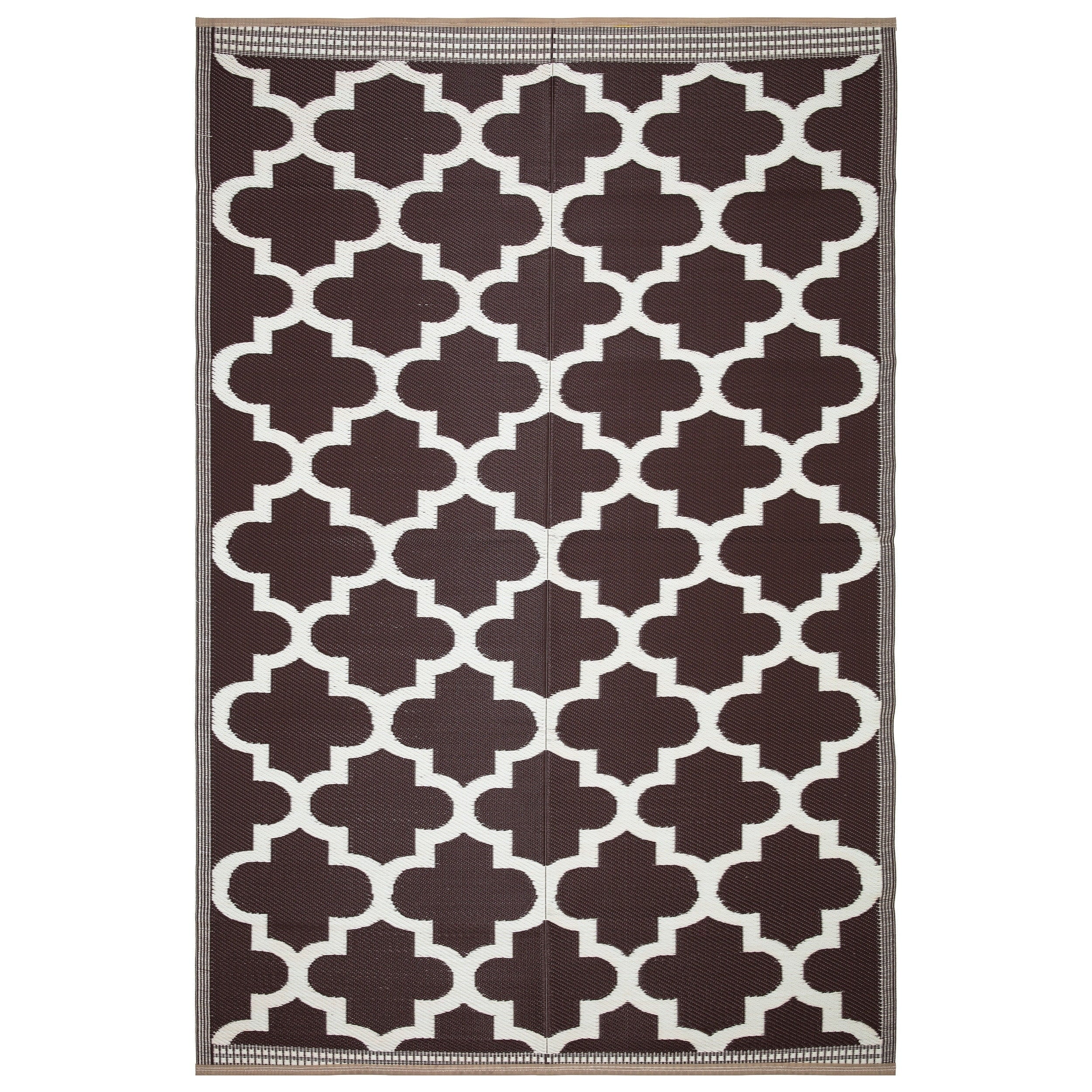 Lightweight Indoor Outdoor Reversible Plastic Area Rug 5.9 X 8.9 Feet Trellis N A