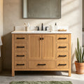 Lignora 48 Inch Modern Natural Light Oak Bathroom Vanity With Top