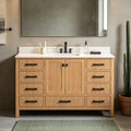 Lignora 54 Inch Modern Natural Light Oak Bathroom Vanity With Top