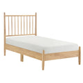 Lika Twin Platform Bed Slatted Headboard Extended Posts Natural Brown