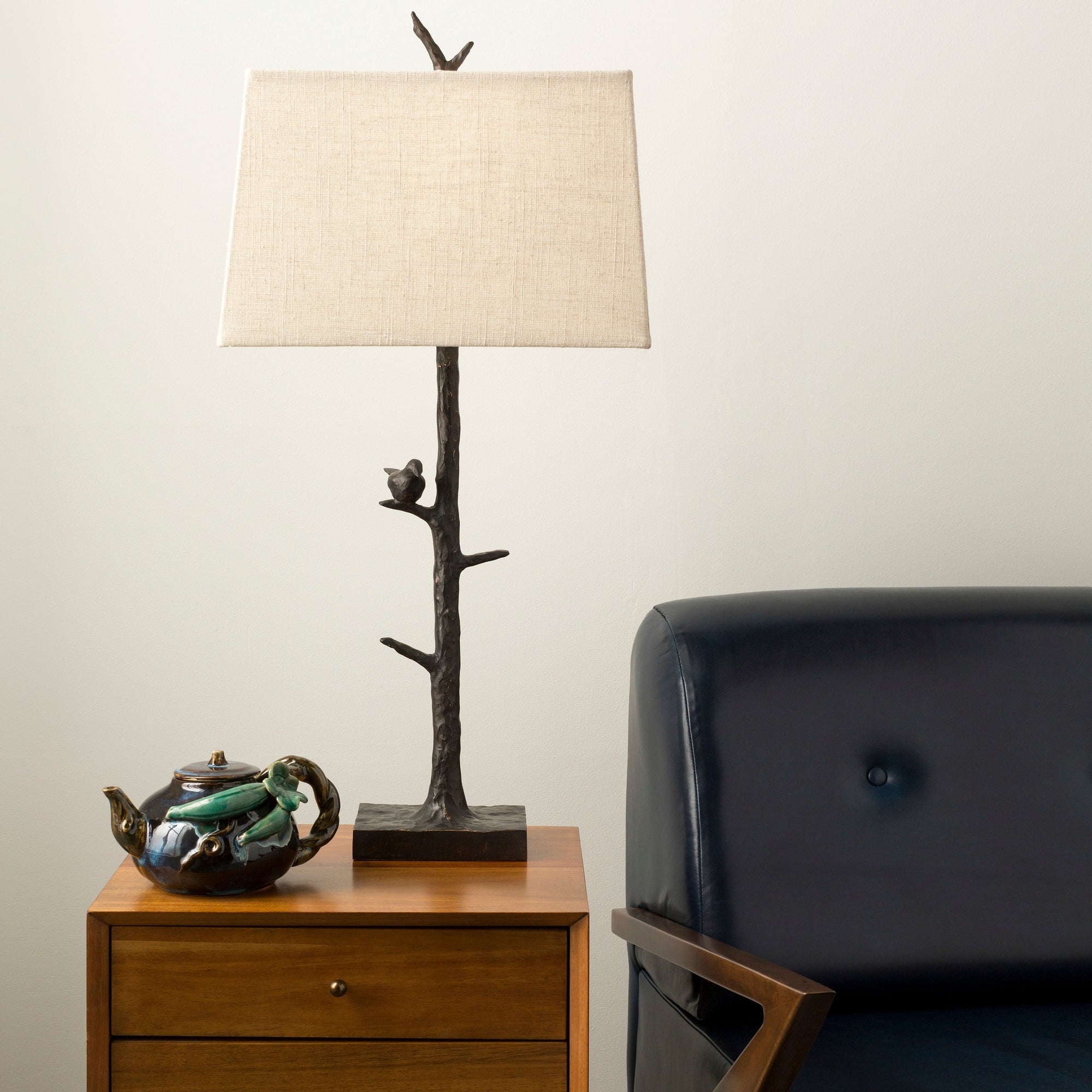 Lila Bronzed Tree And Bird Table Lamp