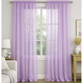 Lilac Sheer Window Rod Pocket Curtain Set 90 Inches Long 2 Panels