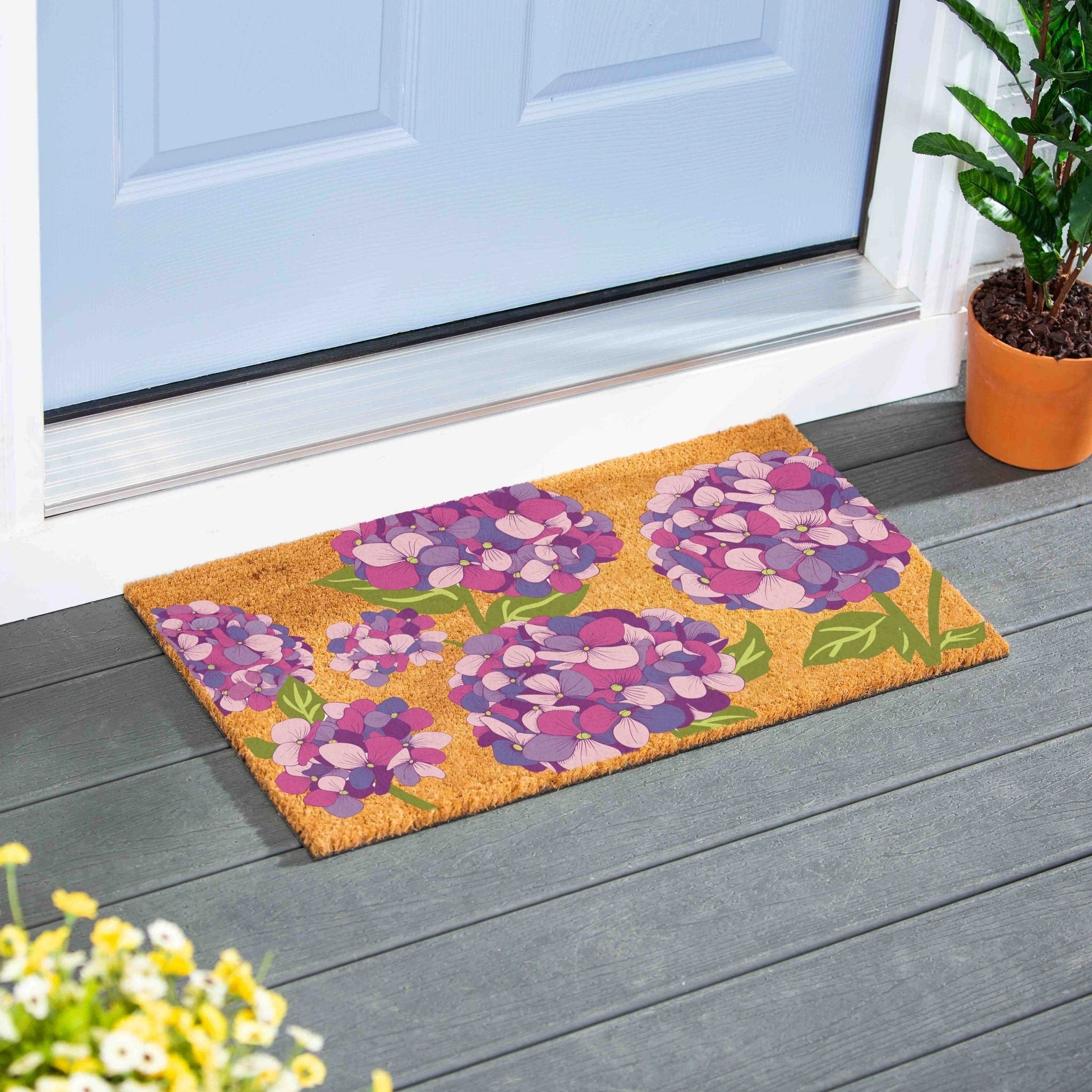 Lilac Butterfly Coir Door Mat 30 X 18 30 X 18