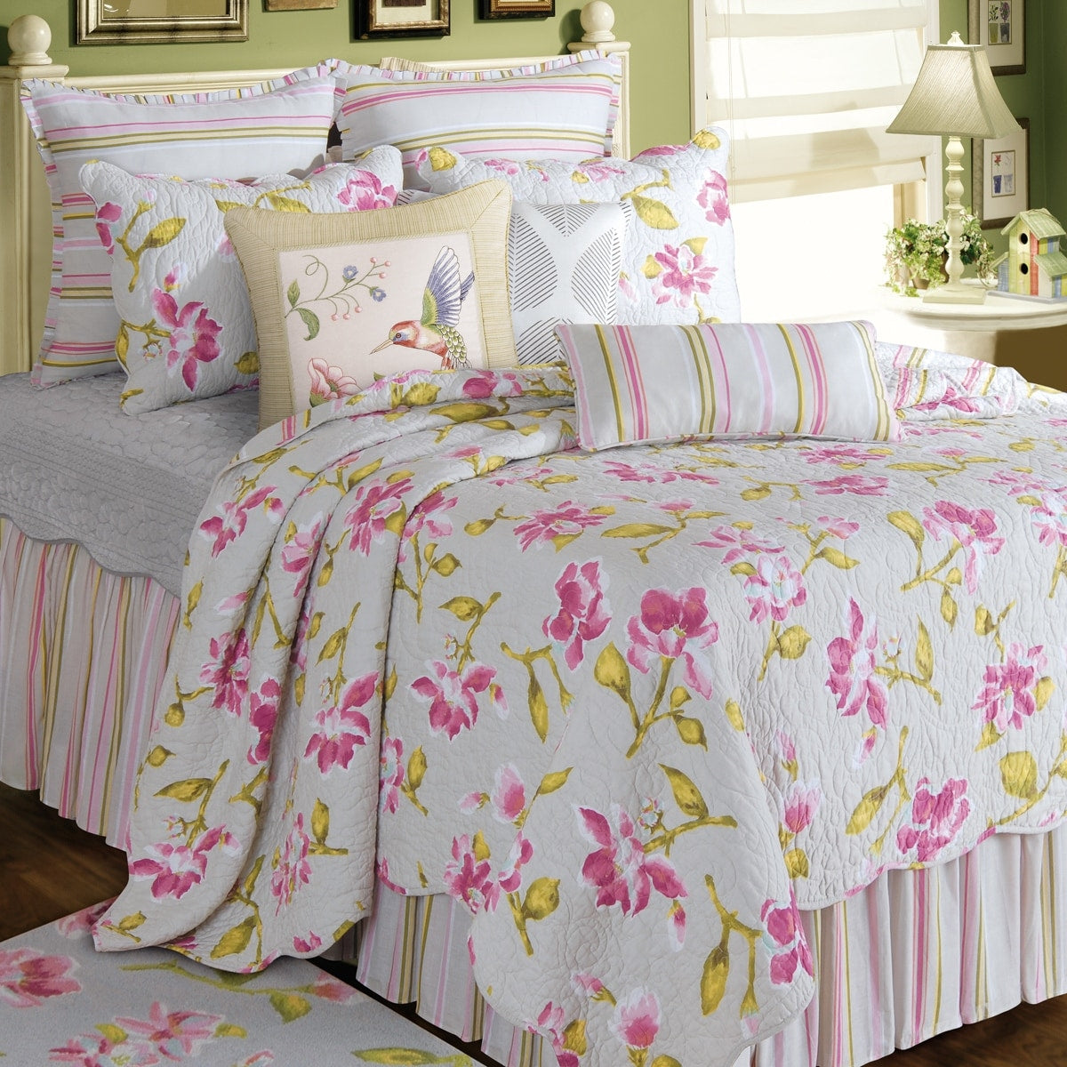 Liliann White Floral Cotton Quilt Shams Not Included