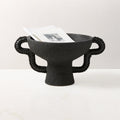 Lilith Black Ceramic Vase with Leather Handles