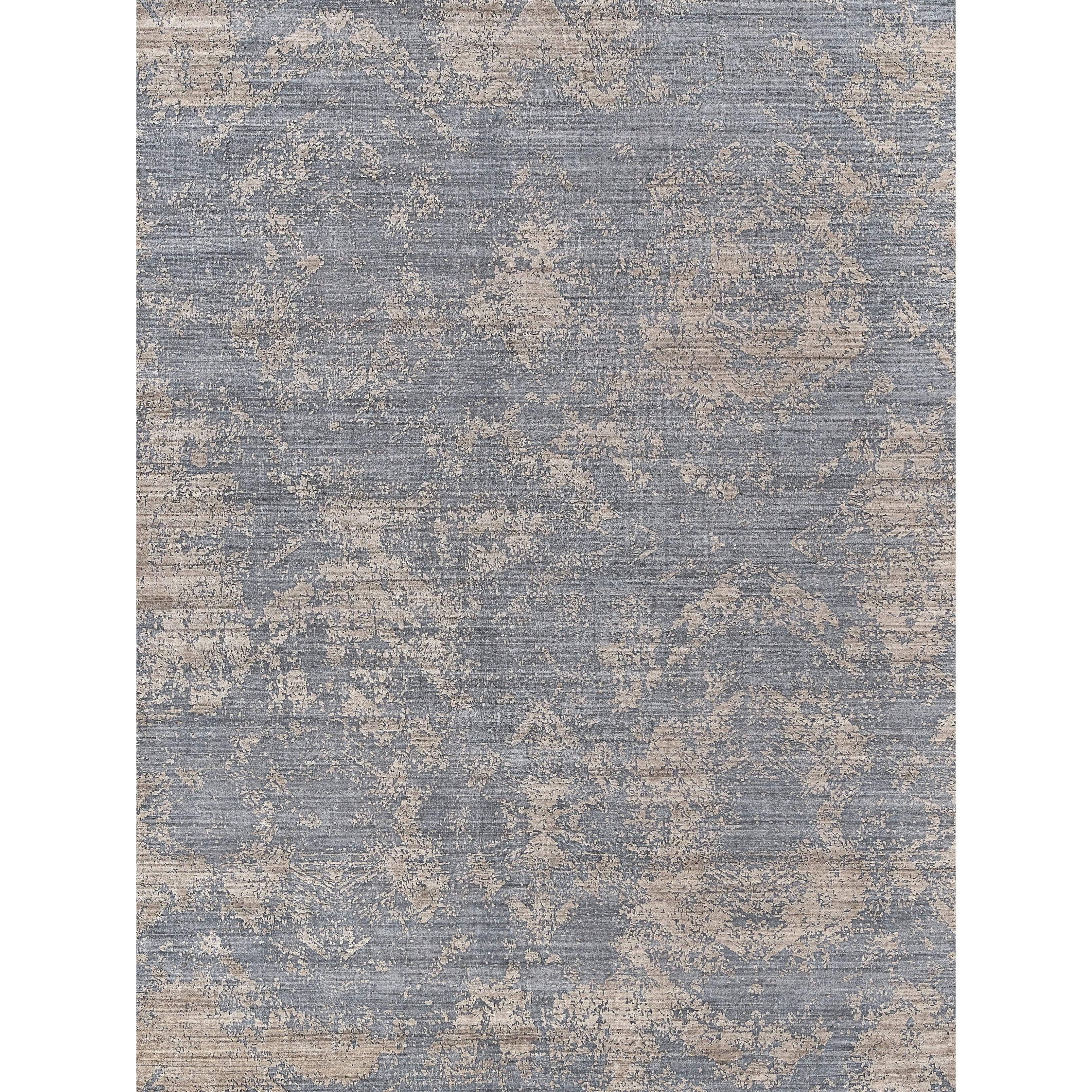 Lillian Handloomed Wool Bamboo Silk Navy Brown Area Rug 14 X 18