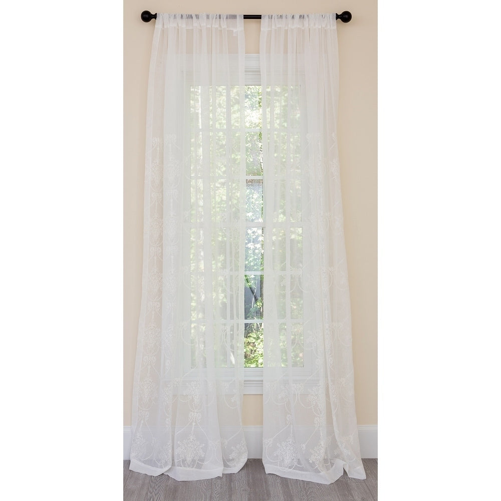 Manor Luxe Lillie Embroidered Sheer Single Curtain Panel