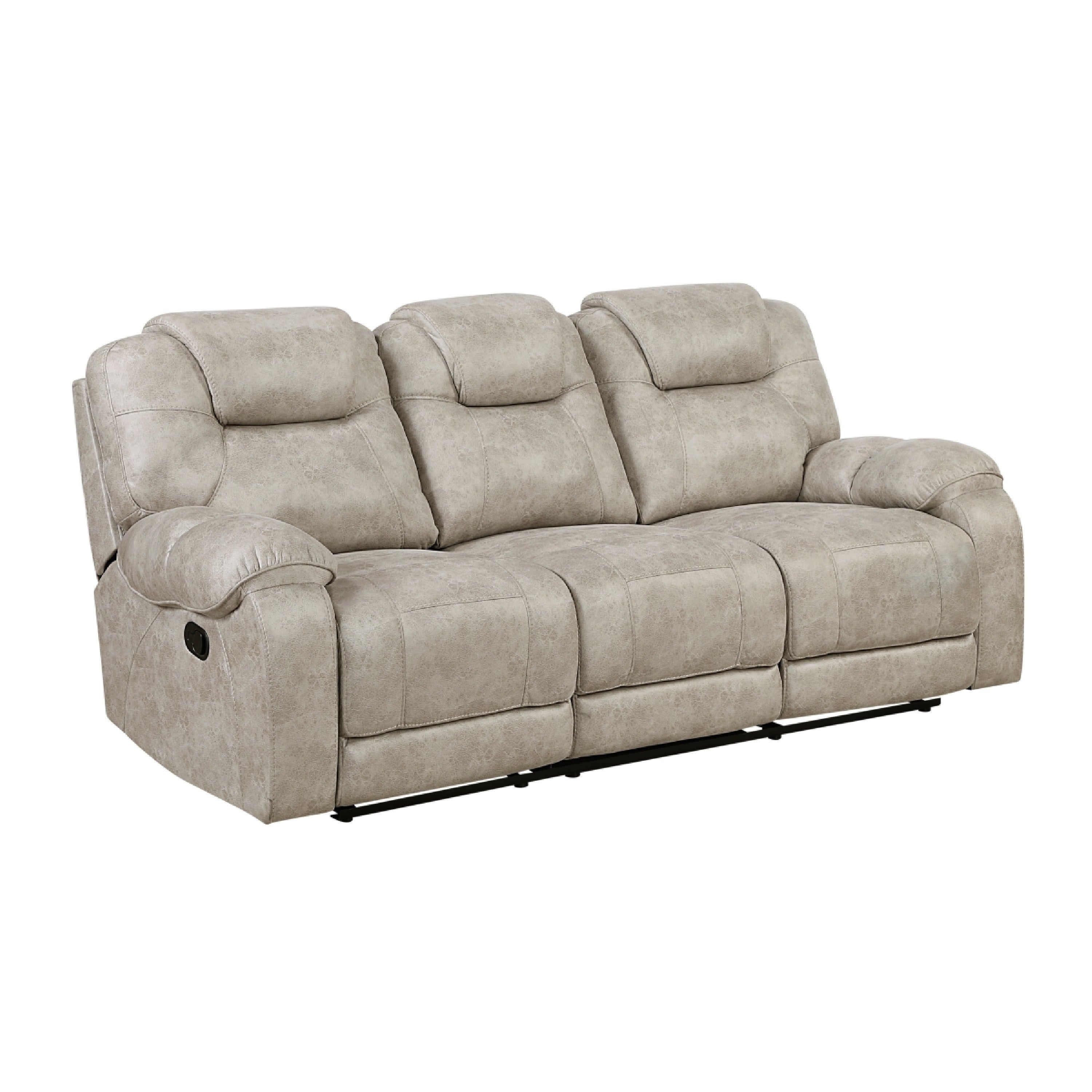 Lily Manual Reclining Sofa Polished Pewter Gray Microfiber And Foam