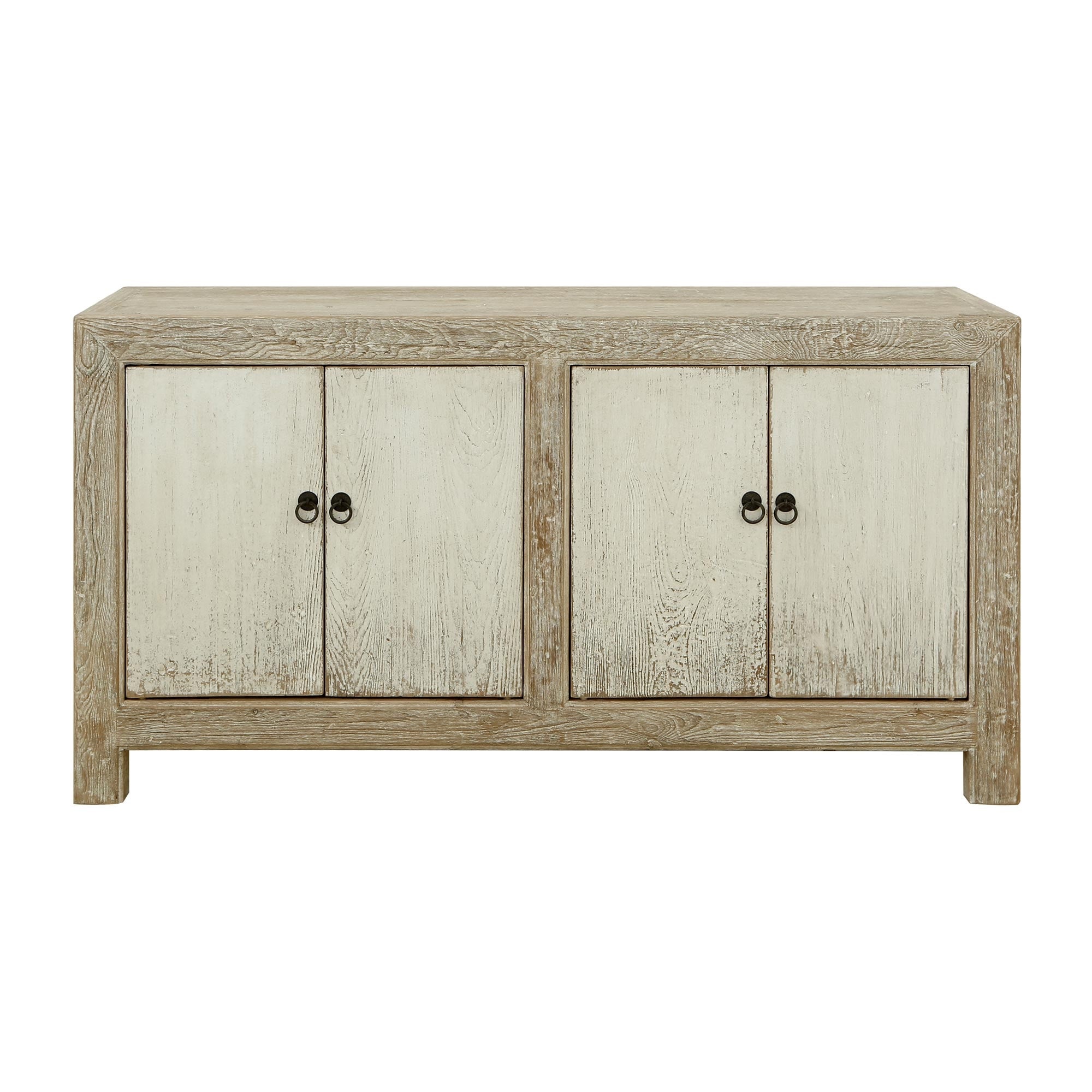 Lilys Living Reclaimed Wood Shandong Buffet With 4 Drawers Antique Off White Finish 35 Inch Tall