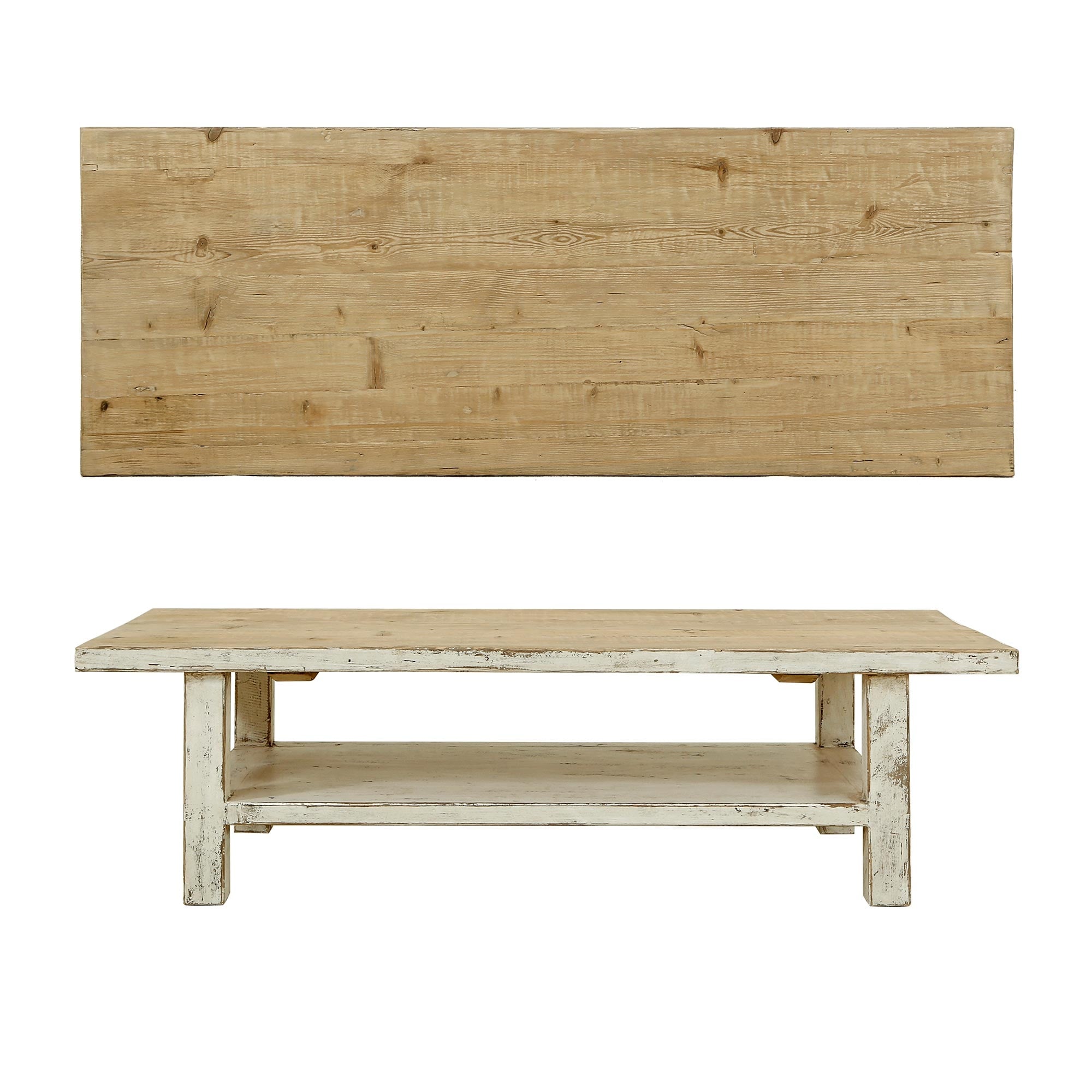 Lilys Living Rectangular Coffee Table With Shelf 63 Inch Wide White 63 W X 23 L X 17.5 H