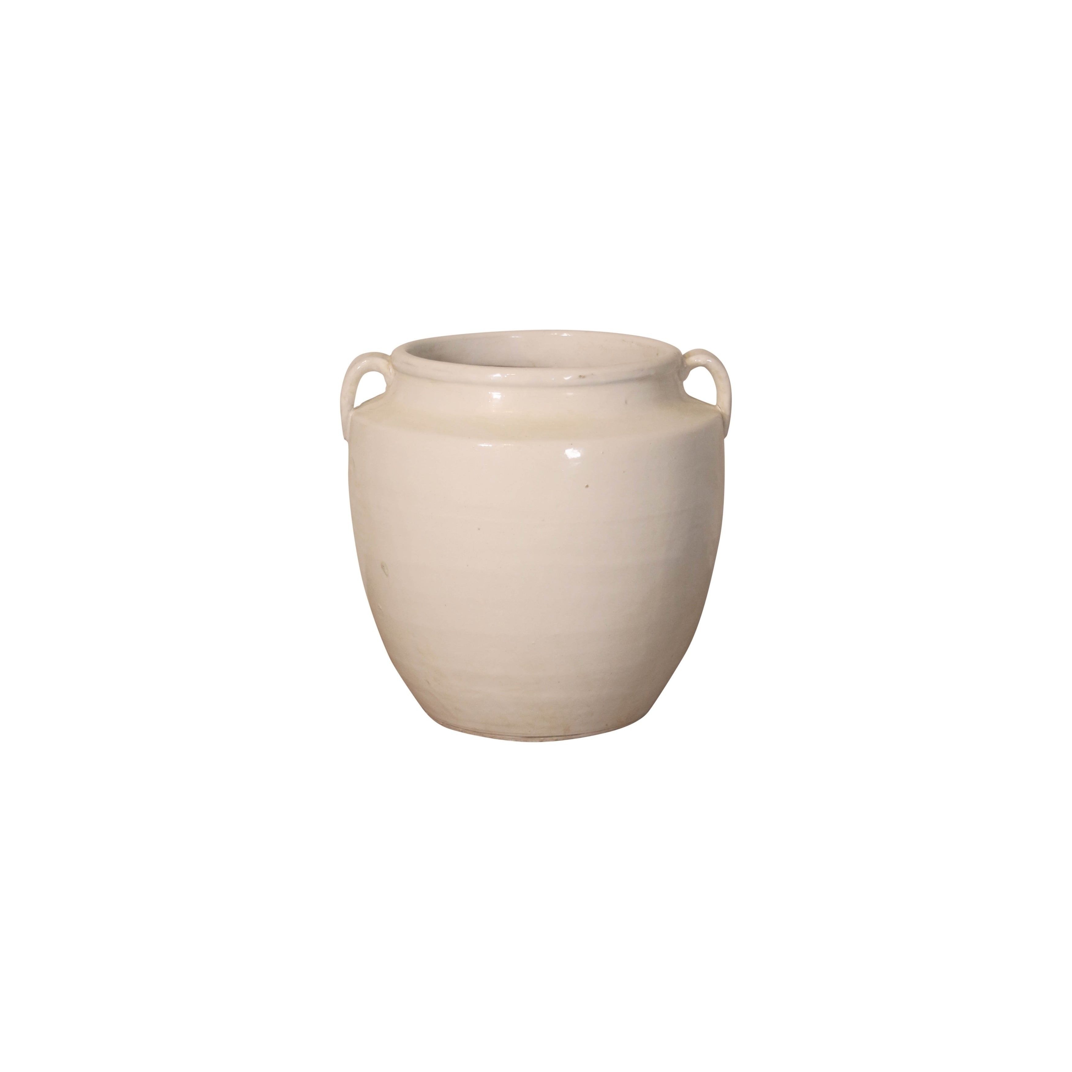 Lilys Living Creamy White Pot With Two Handles 10 Inch Tall