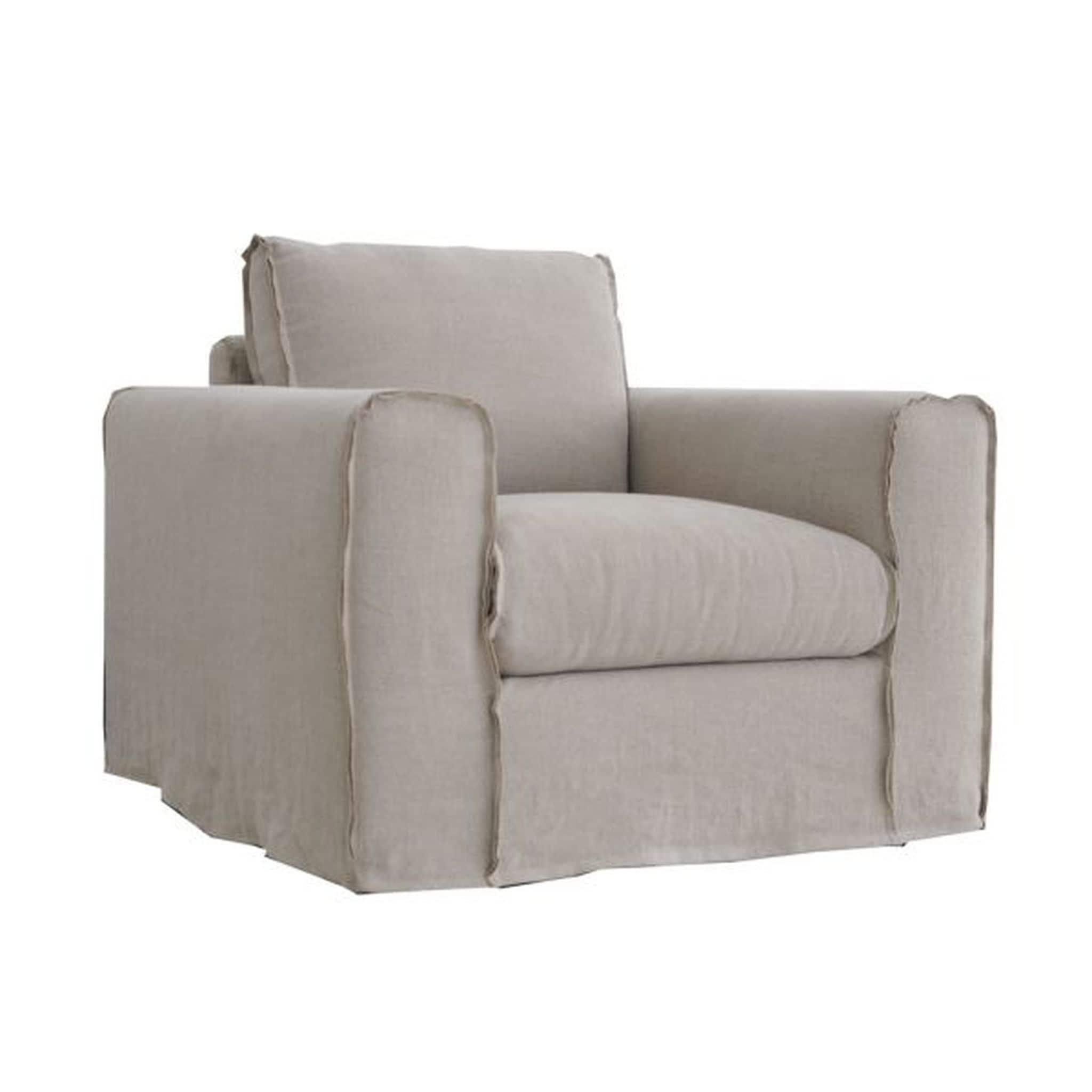 Lilys Living Peninsula Slipcovered Swivel Sofa Linen Chair 30 Inch Tall Grey Wash