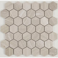 Limestone 2 Inch Honed Hexagon Mosaic In Chenille White 13X13