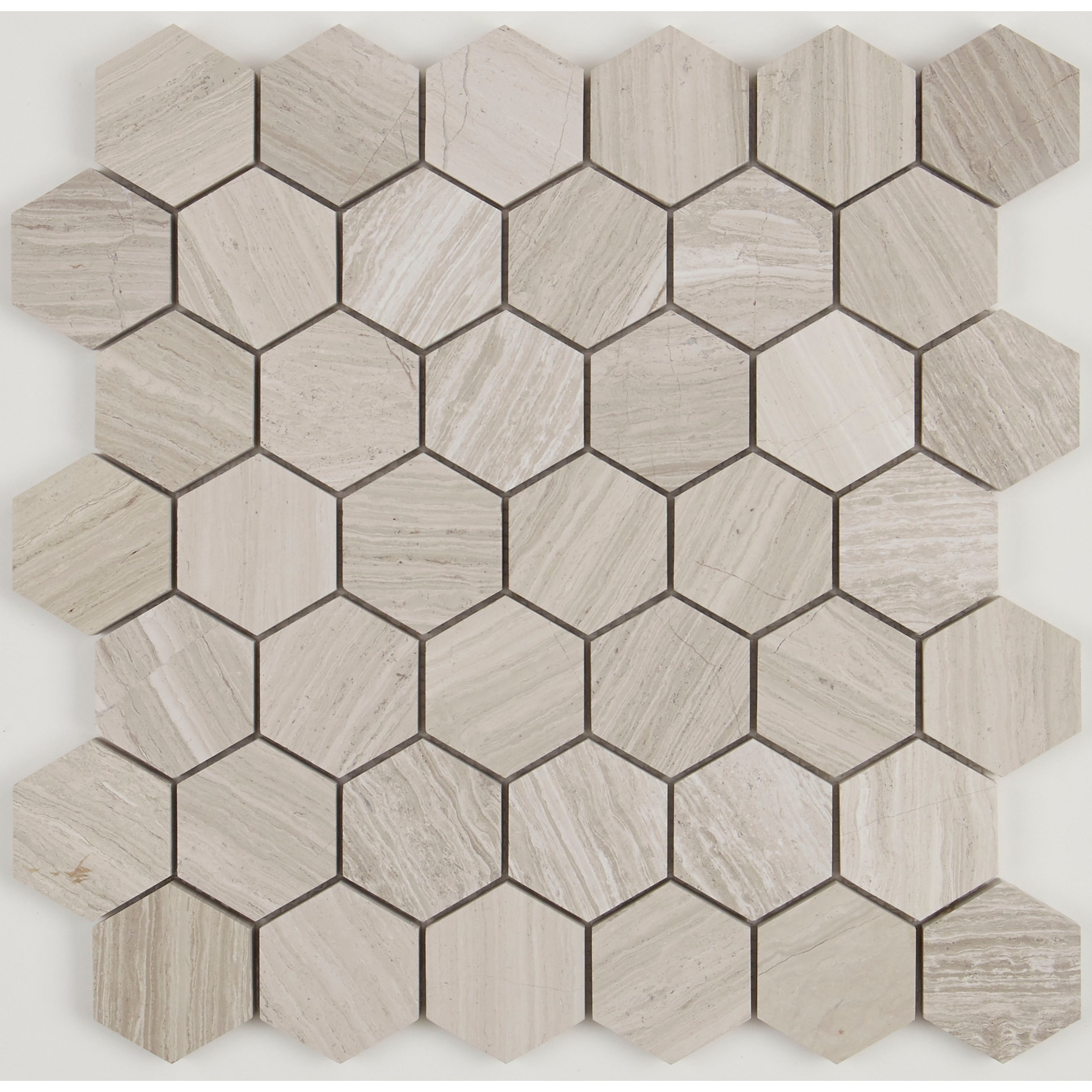 Limestone 2 Inch Honed Hexagon Mosaic In Chenille White 13X13