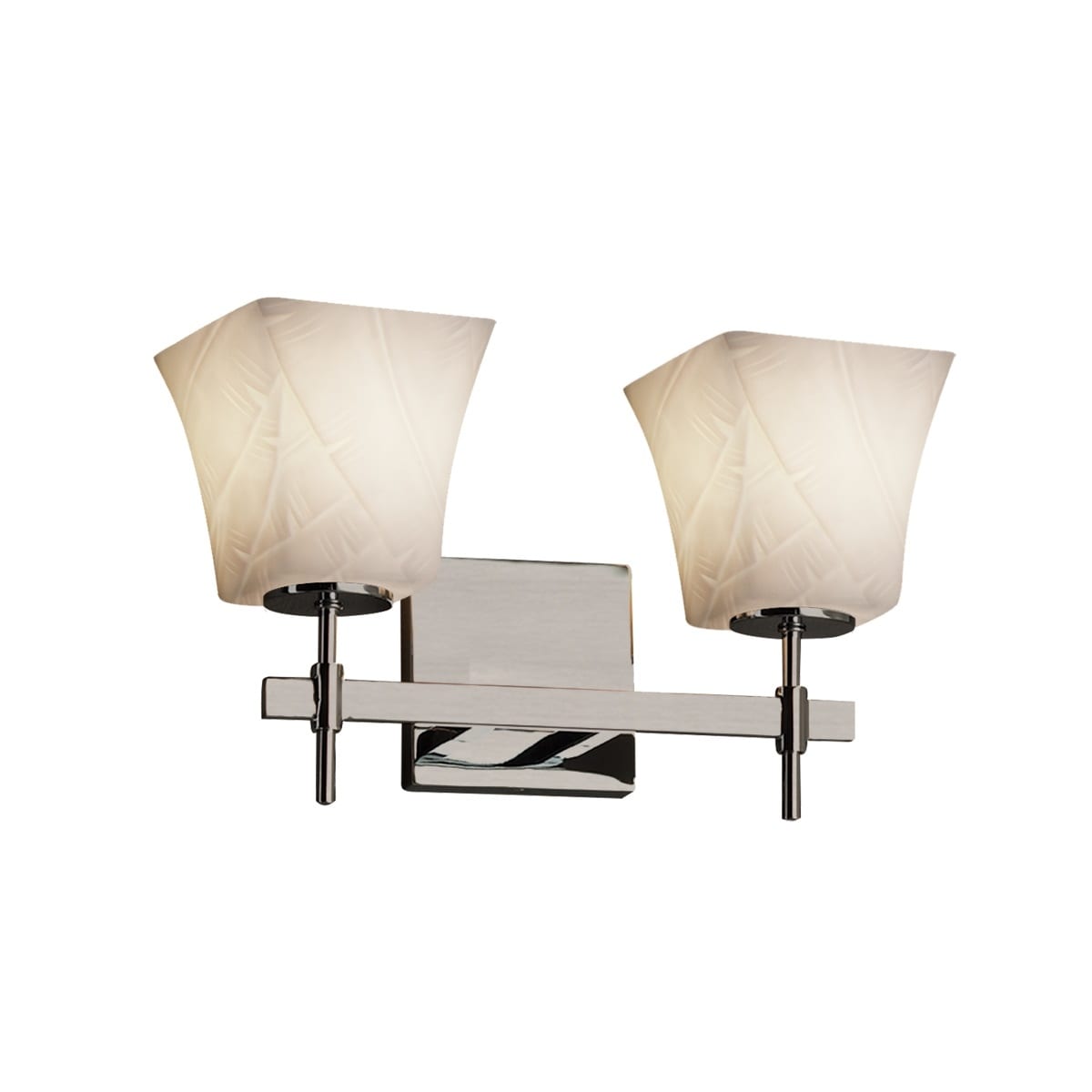 Limoges Collection Union 2 Light Brushed Nickel Bath Bar Banana Leaf Impression Shade