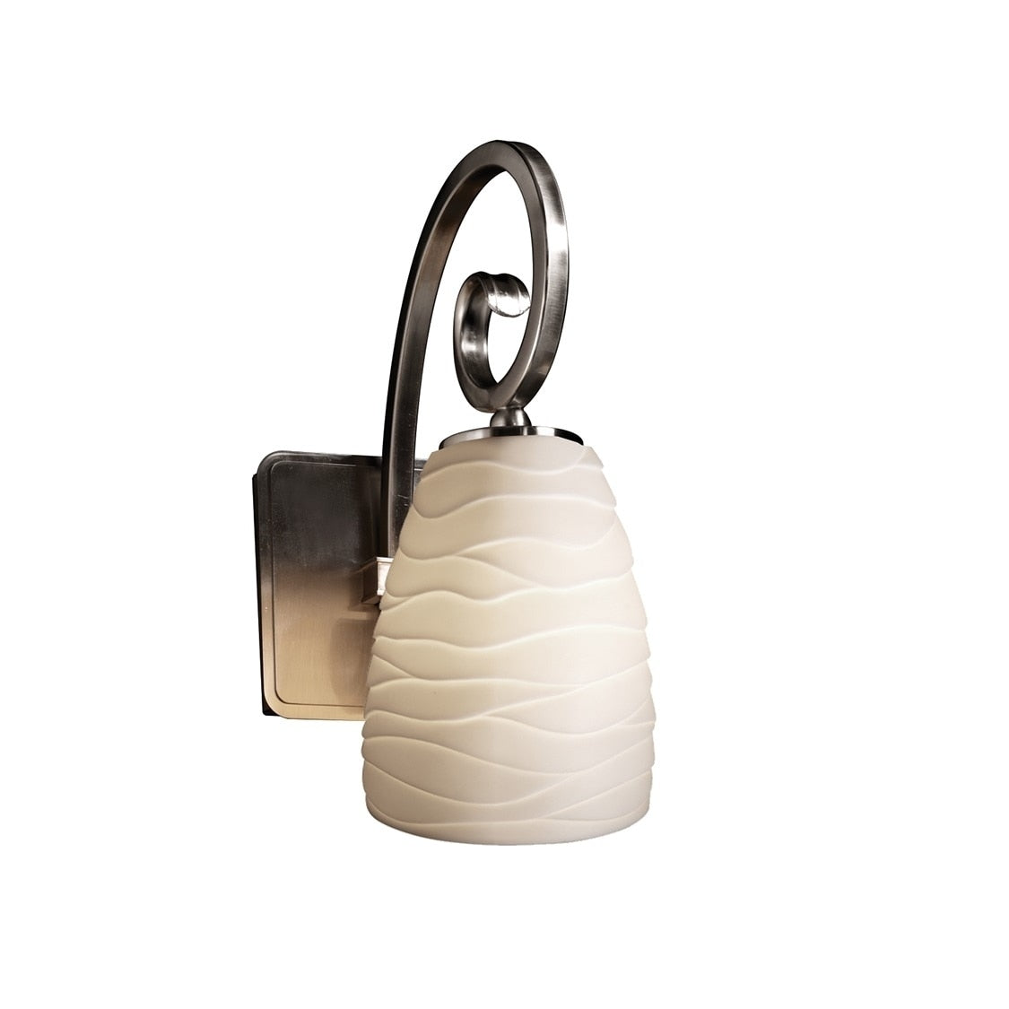 Limoges Collection Victoria 1 Light Brushed Nickel Wall Sconce Waves Impression Shade
