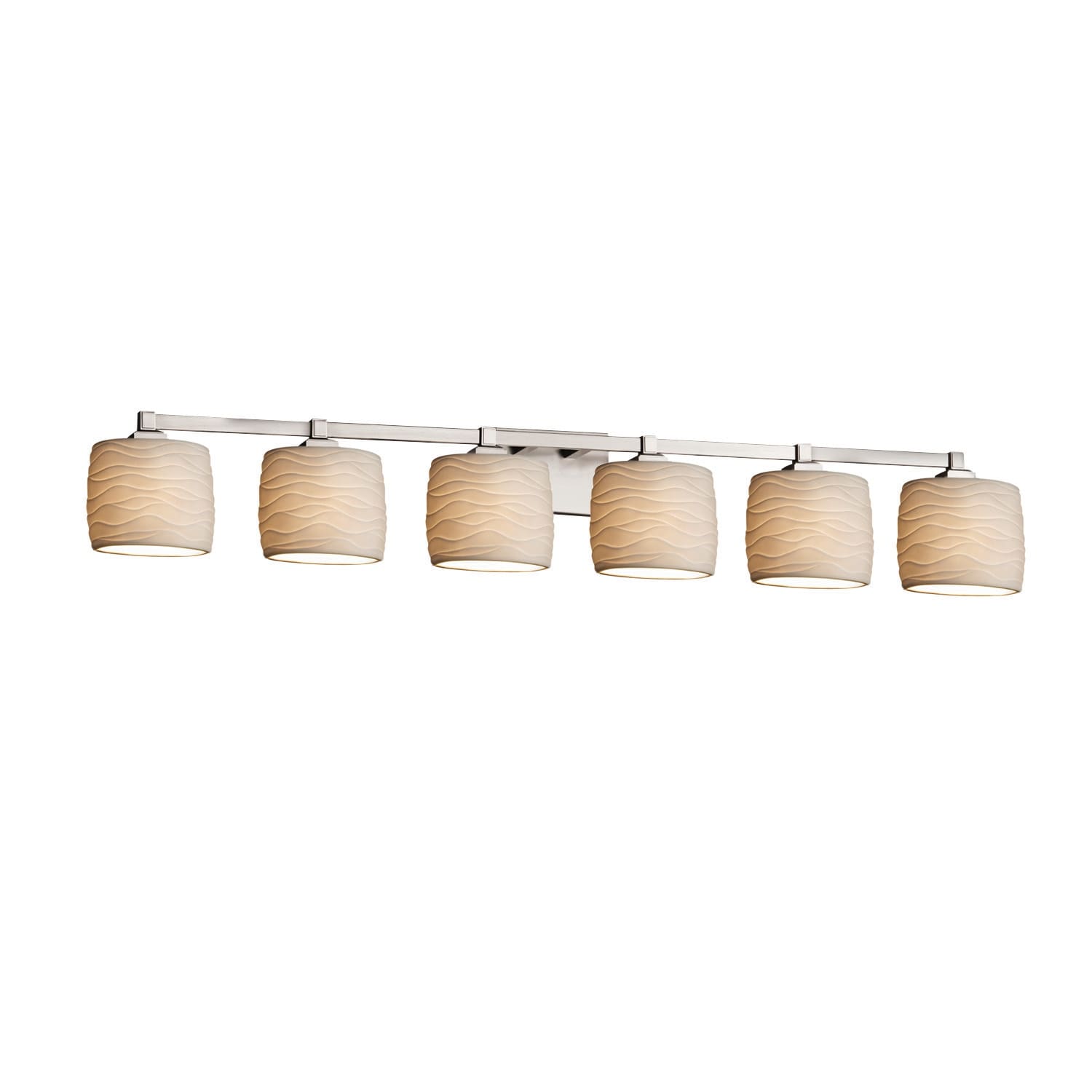 Limoges Collection Regency 6 Light Brushed Nickel Bath Bar Waves Oval Shade