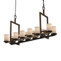 Limoges Dakota Dark Bronze 12 Up 5 Downlight Bridge Chandelier Short Waves Cylinder W Flat Rim Shade