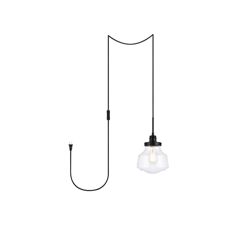 Lina 1 Light Plug In Pendant With Clear Bubble Shade Black 8 Diameter