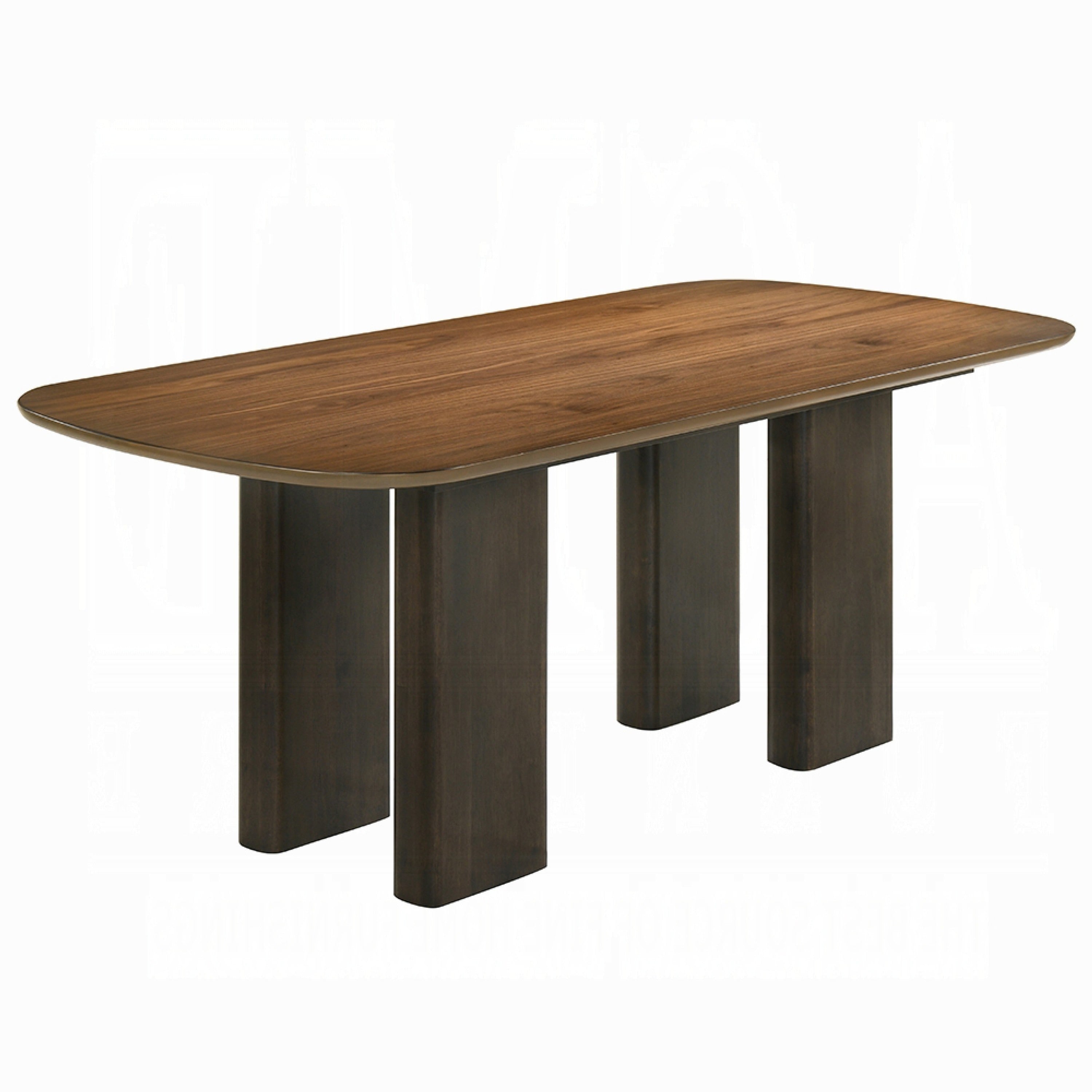 Lina Dining Table 79 Inch Rectangular Wide Panel Legs Walnut Brown Wood
