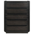 Lina Tall Dresser Chest With 5 Drawers Integrated Handles Black Wood