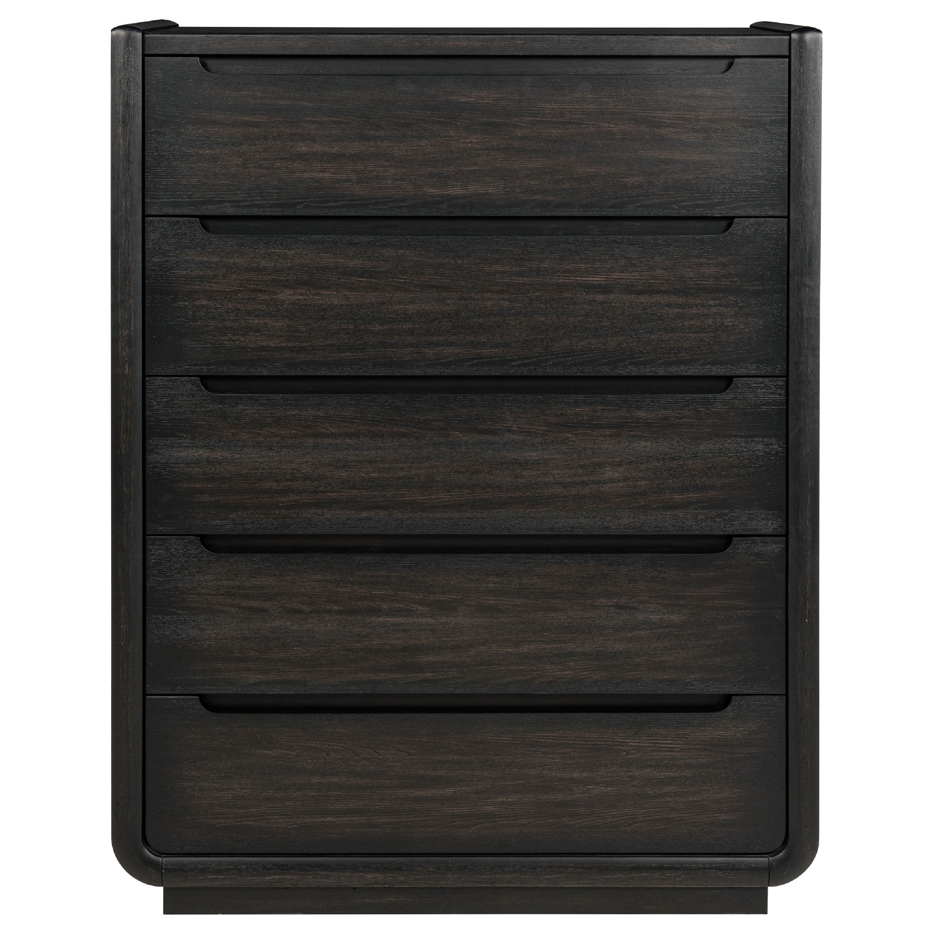 Lina Tall Dresser Chest With 5 Drawers Integrated Handles Black Wood