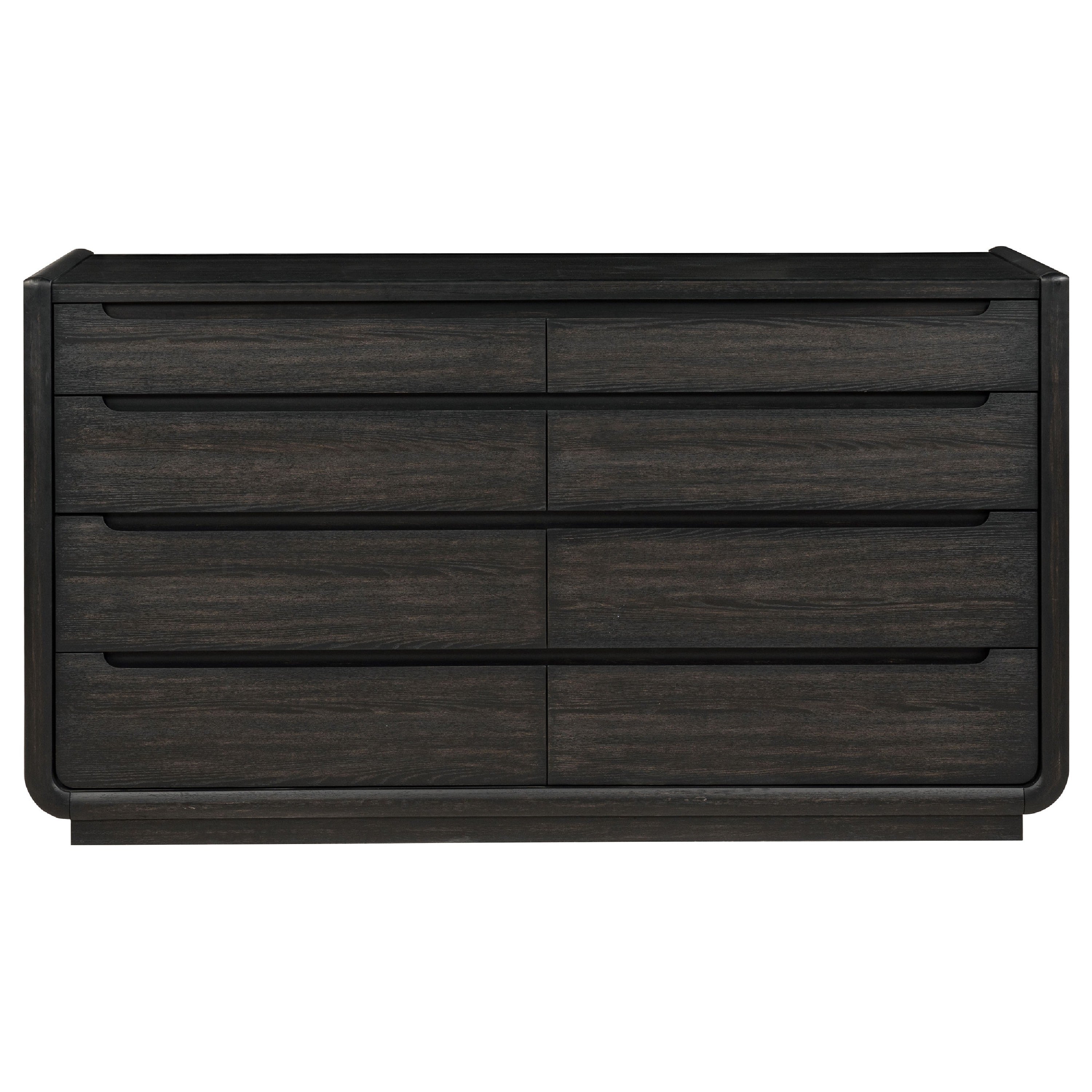 Lina Wide Dresser With 8 Drawers Integrated Handles Black Wood