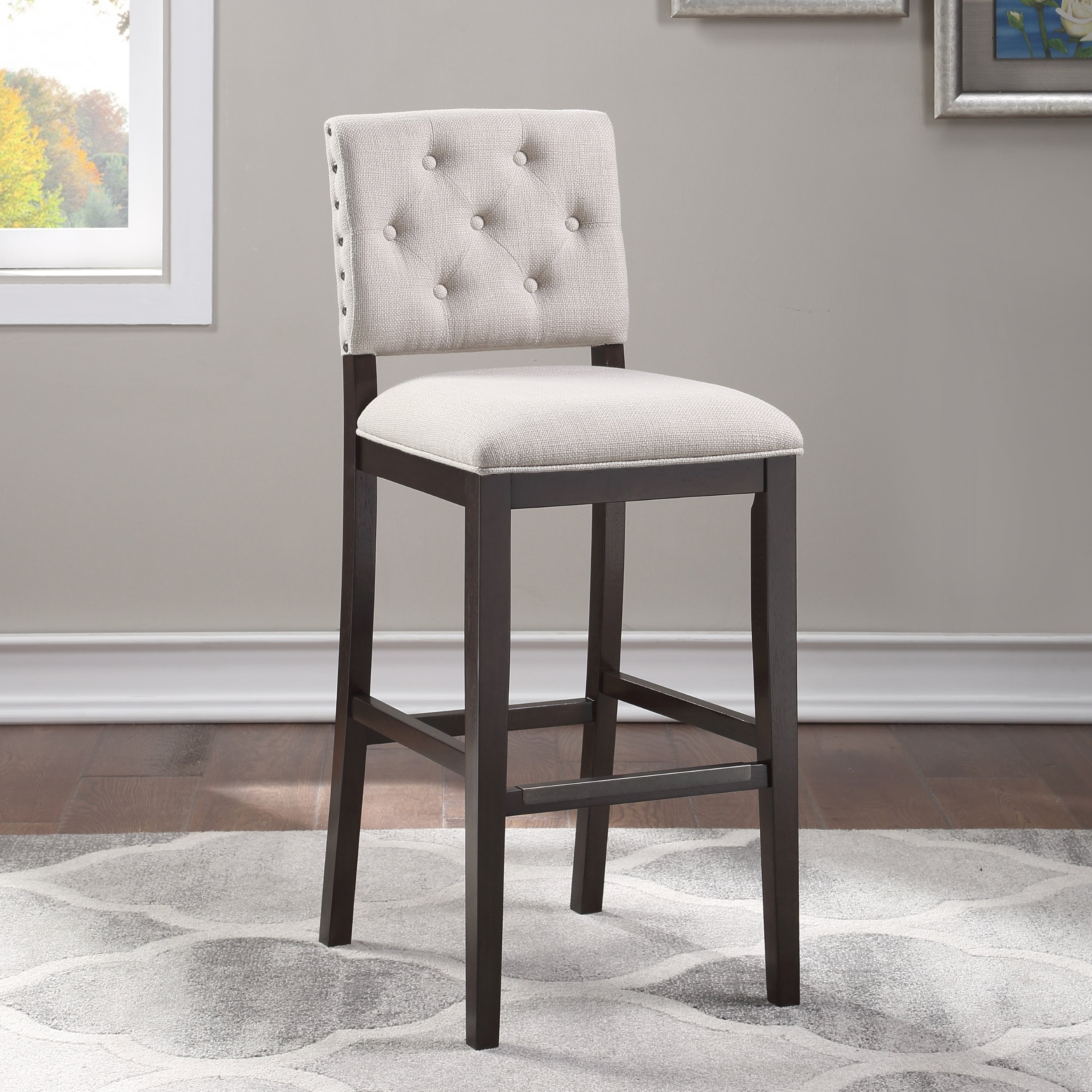 Lindale Button Tufted Stationary Bar Stool By Greyson Living