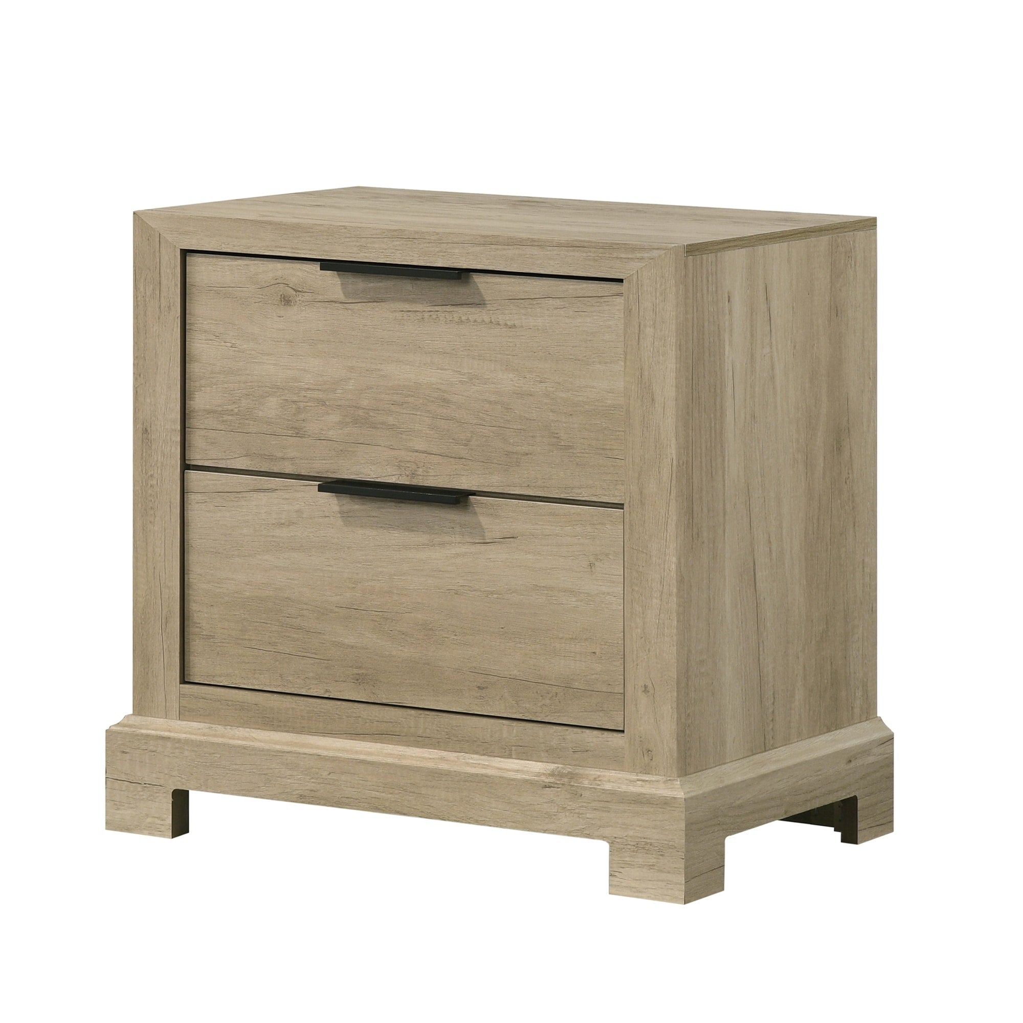 Linden Oak Engineered Wood 2 Drawer Contemporary Nightstand