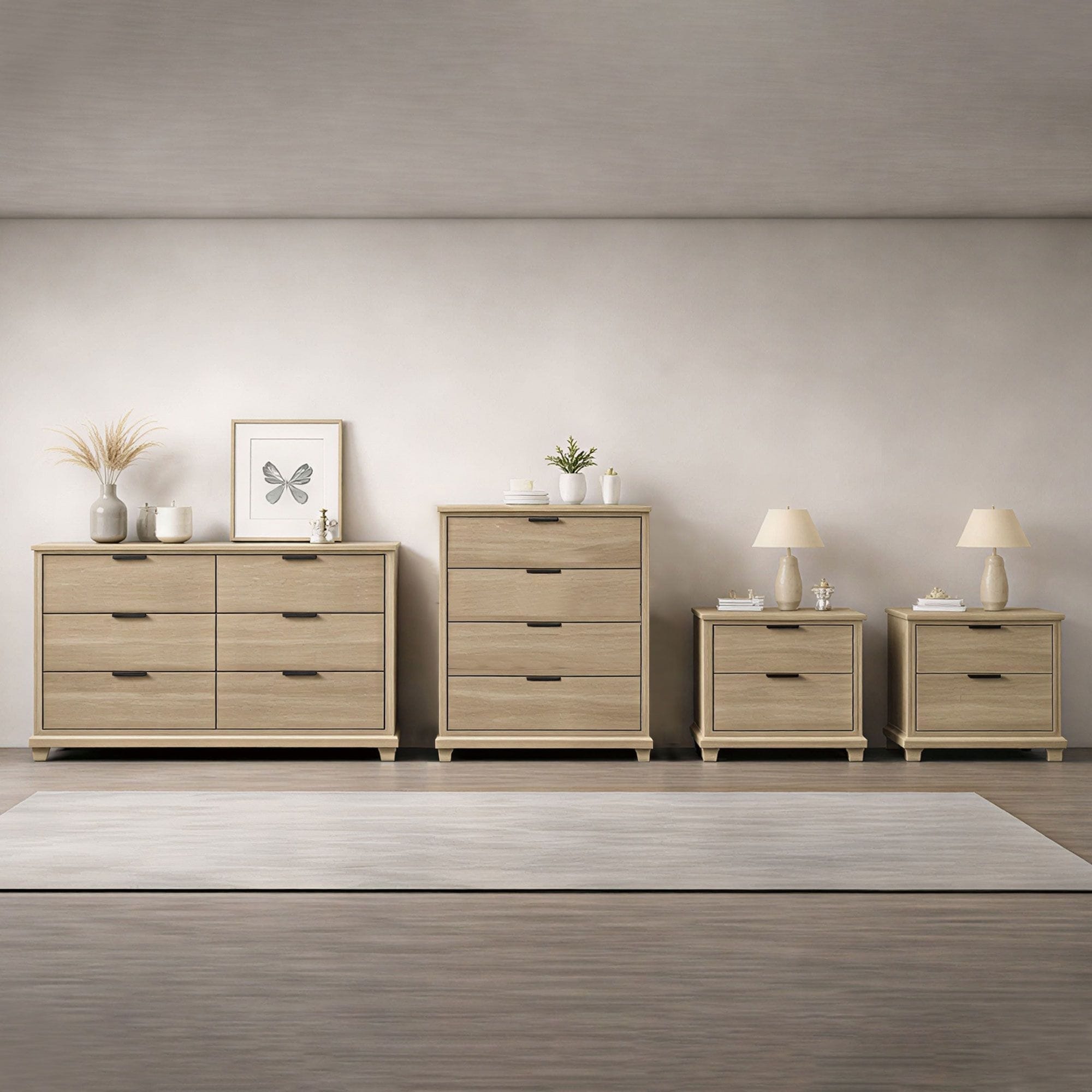 Linden Oak Engineered Wood 4 Piece Bedroom Storage Set