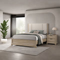 Linden Oak Upholstered Wood 2 Piece King Bedroom Set Nightstand
