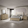 Linden Oak Upholstered Wood 4 Piece King Bedroom Set