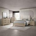 Linden Oak Upholstered Wood 5 Piece King Bedroom Set