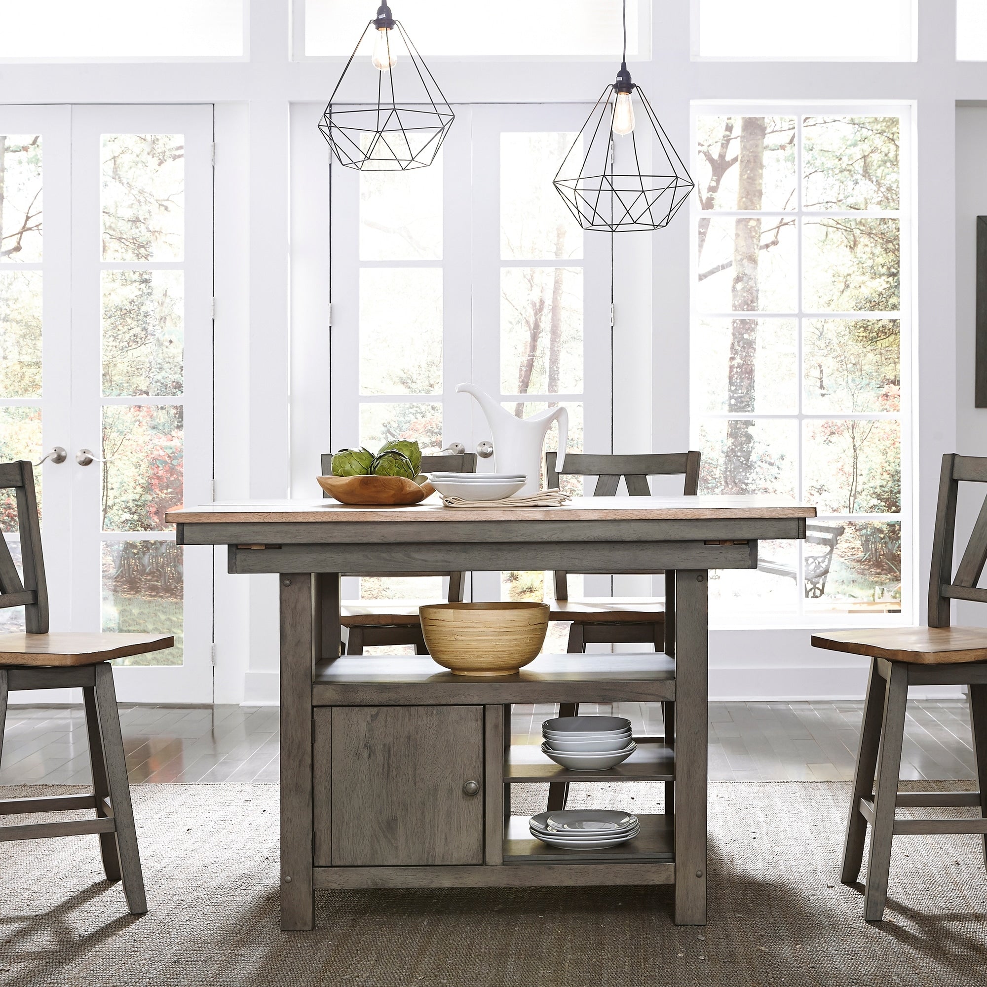 Lindsey Farm Grey And Sandstone 5 Piece Gathering Table Set