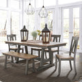 Lindsey Farm Grey And Sandstone 6 Piece Trestle Table Set