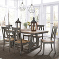 Lindsey Farm Grey And Sandstone 7 Piece Trestle Table Set