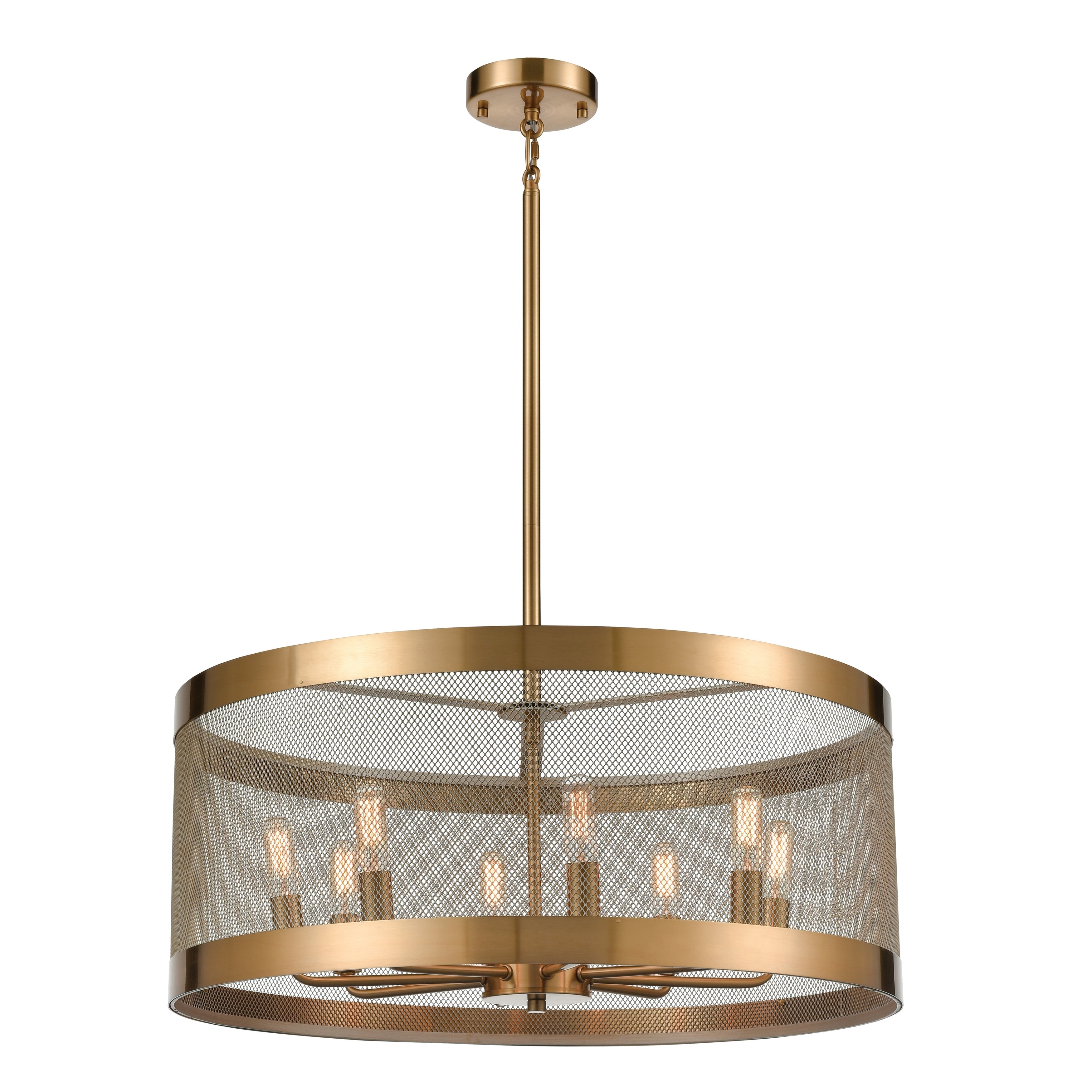 Line In The Sand 24 Inch Wide 8 Light Pendant In Satin Brass 24In W X 24In D X 10In H