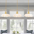Linear Kitchen Island Pendant Light White Ruffled Glass Petal Shades W 31.89 In