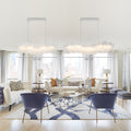 Linear Led Chandelier With Clear Frosted Glass Petals Dimmable